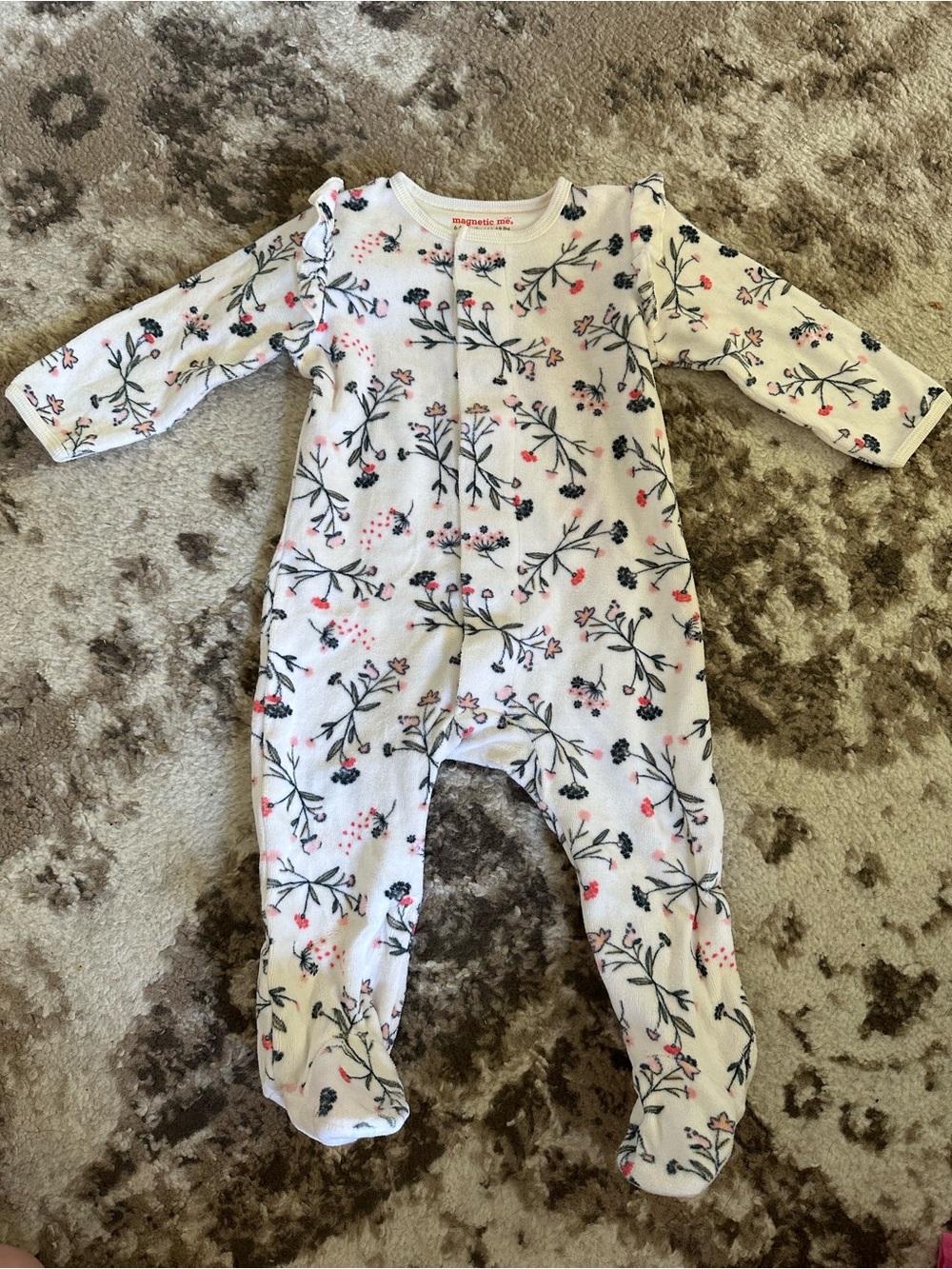 Magnetic Me Cream Floral Footed One-Piece